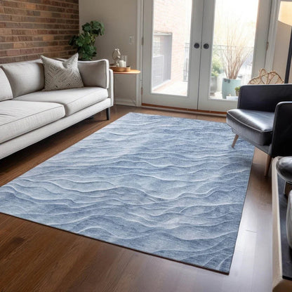 Geodari Blue Washable Indoor - Outdoor Rug - LOOMLAN - LOOMLAN Rugs - Outdoor Rugs