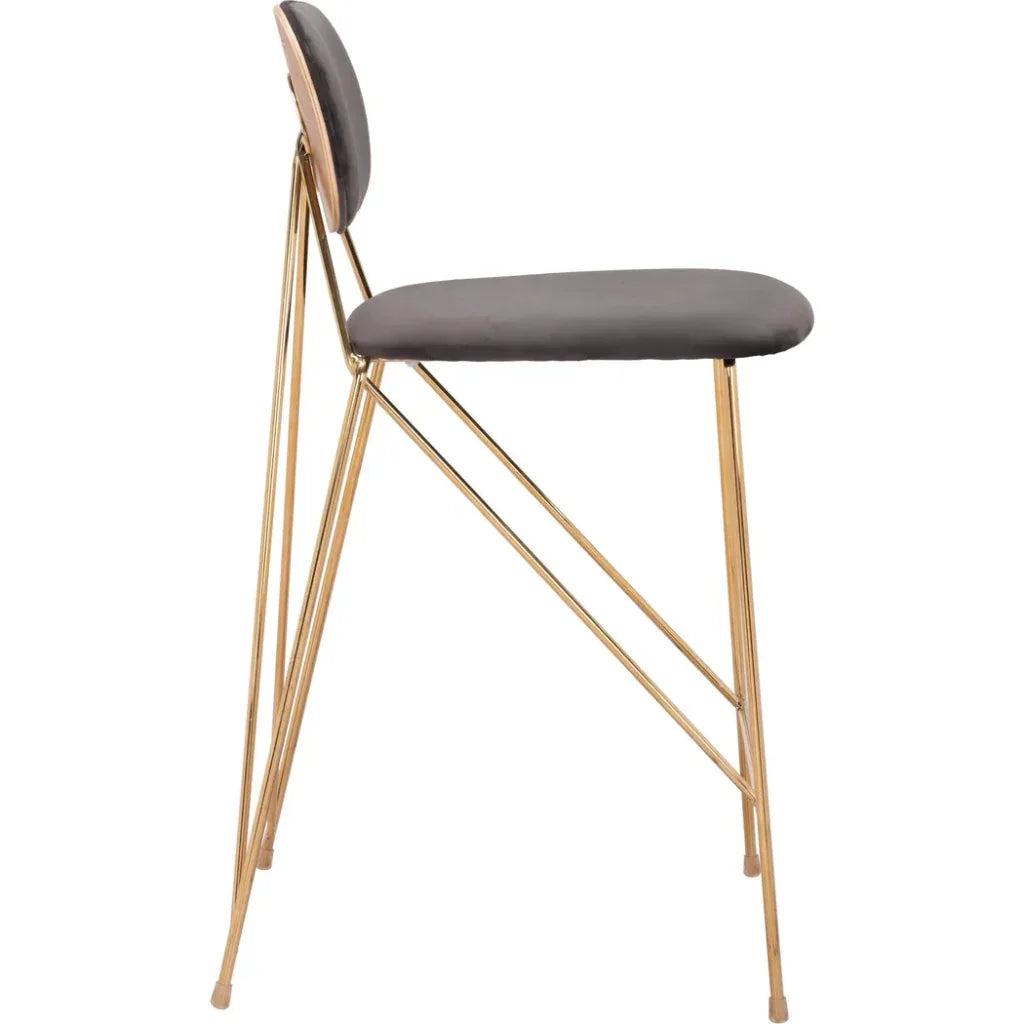 Georges Gray and Gold Counter Stool 2PC - LOOMLAN - Zuo Modern - Counter Stools