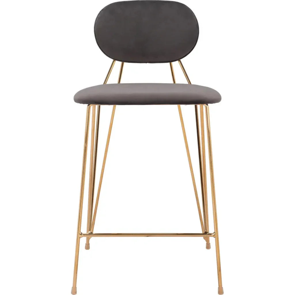Georges Gray and Gold Counter Stool 2PC - LOOMLAN - Zuo Modern - Counter Stools