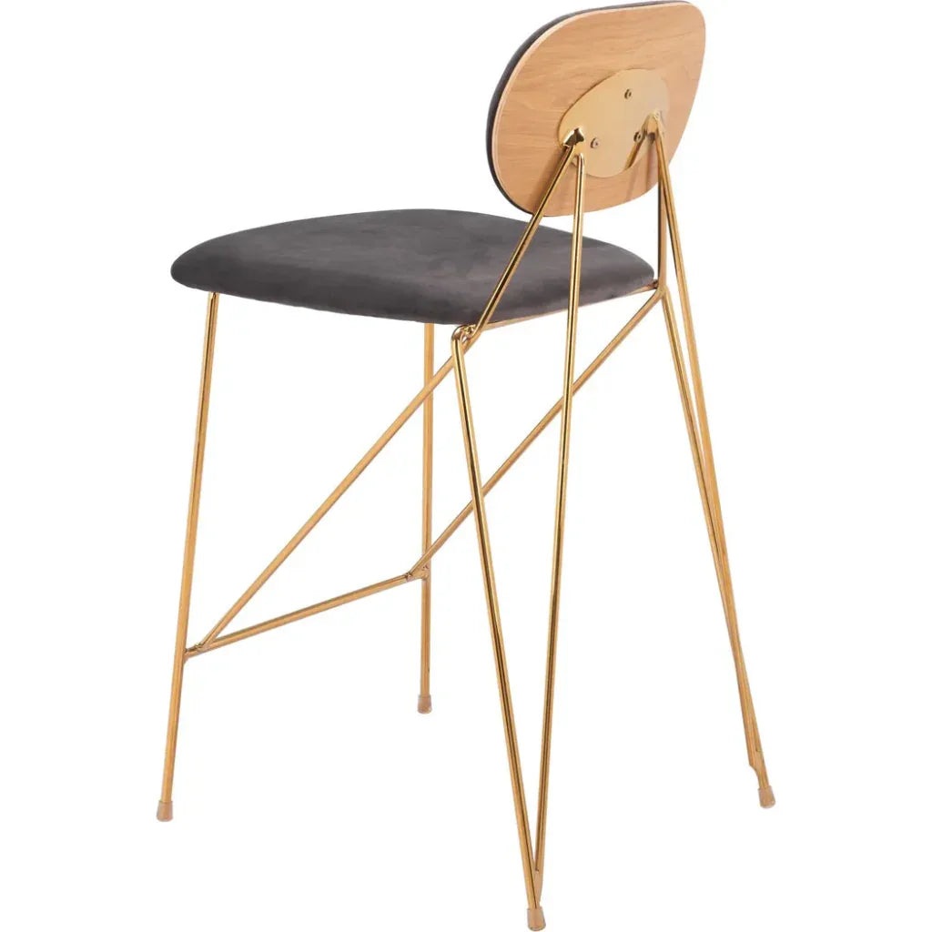 Georges Gray and Gold Counter Stool 2PC - LOOMLAN - Zuo Modern - Counter Stools