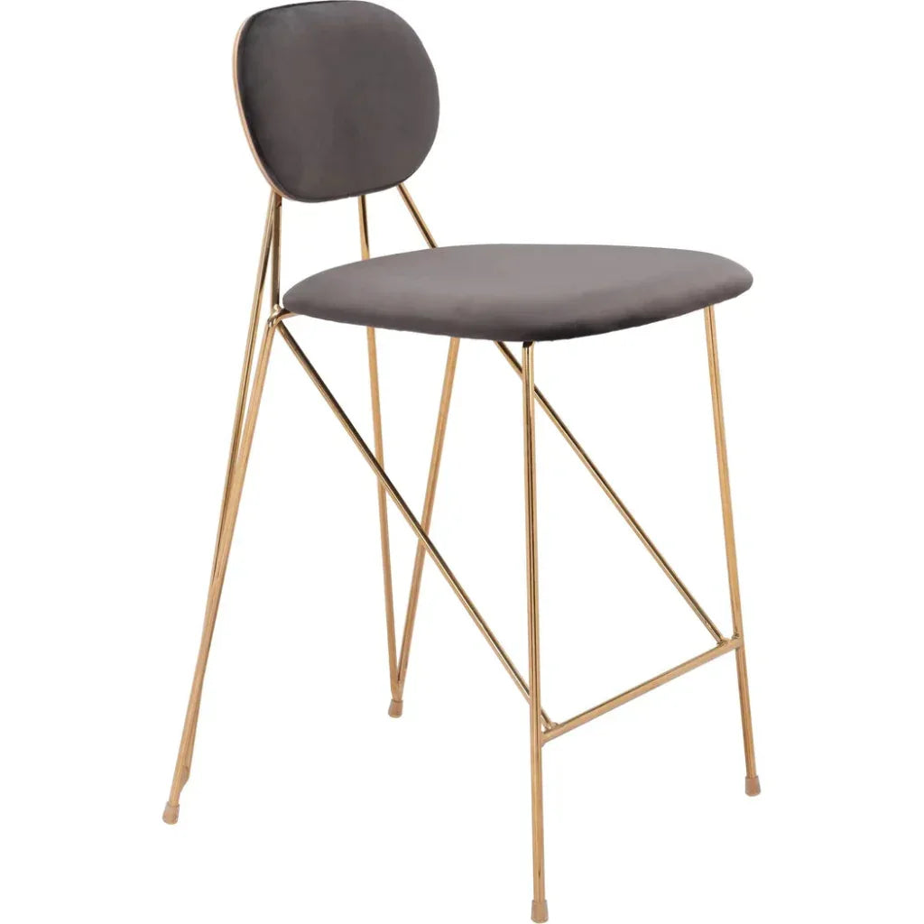 Georges Gray and Gold Counter Stool 2PC - LOOMLAN - Zuo Modern - Counter Stools