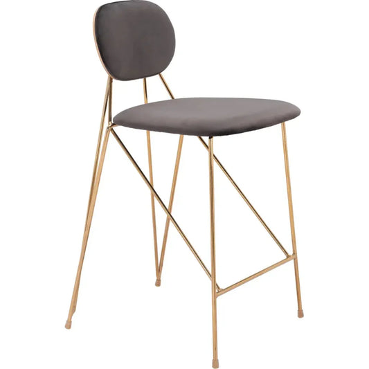 Georges Gray and Gold Counter Stool 2PC - LOOMLAN - Zuo Modern - Counter Stools