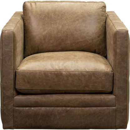 Georgia Leather Swivel Chair - LOOMLAN - Olivia + Quinn - Club Chairs