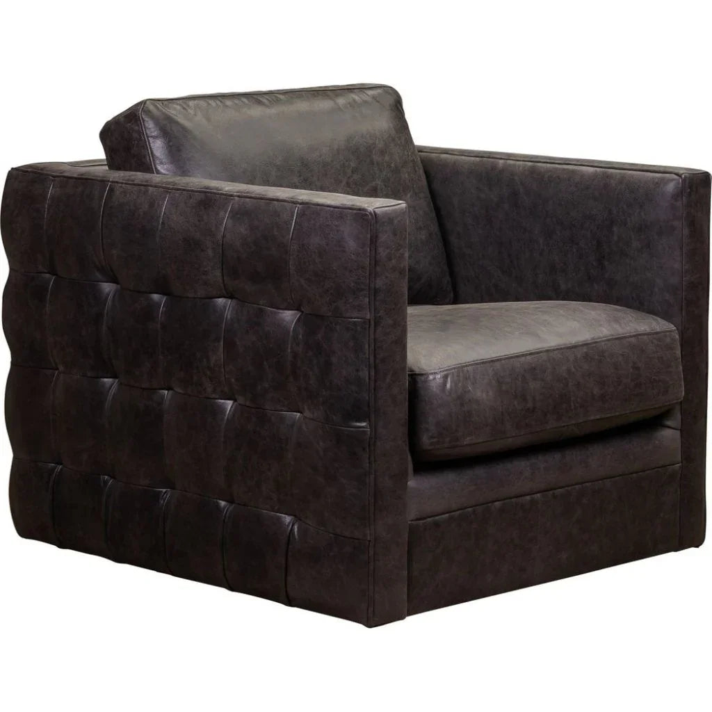 Georgia Leather Swivel Chair - LOOMLAN - Olivia + Quinn - Club Chairs