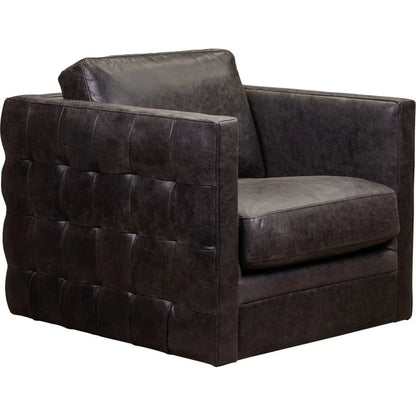 Georgia Leather Swivel Chair - LOOMLAN - Olivia + Quinn - Club Chairs