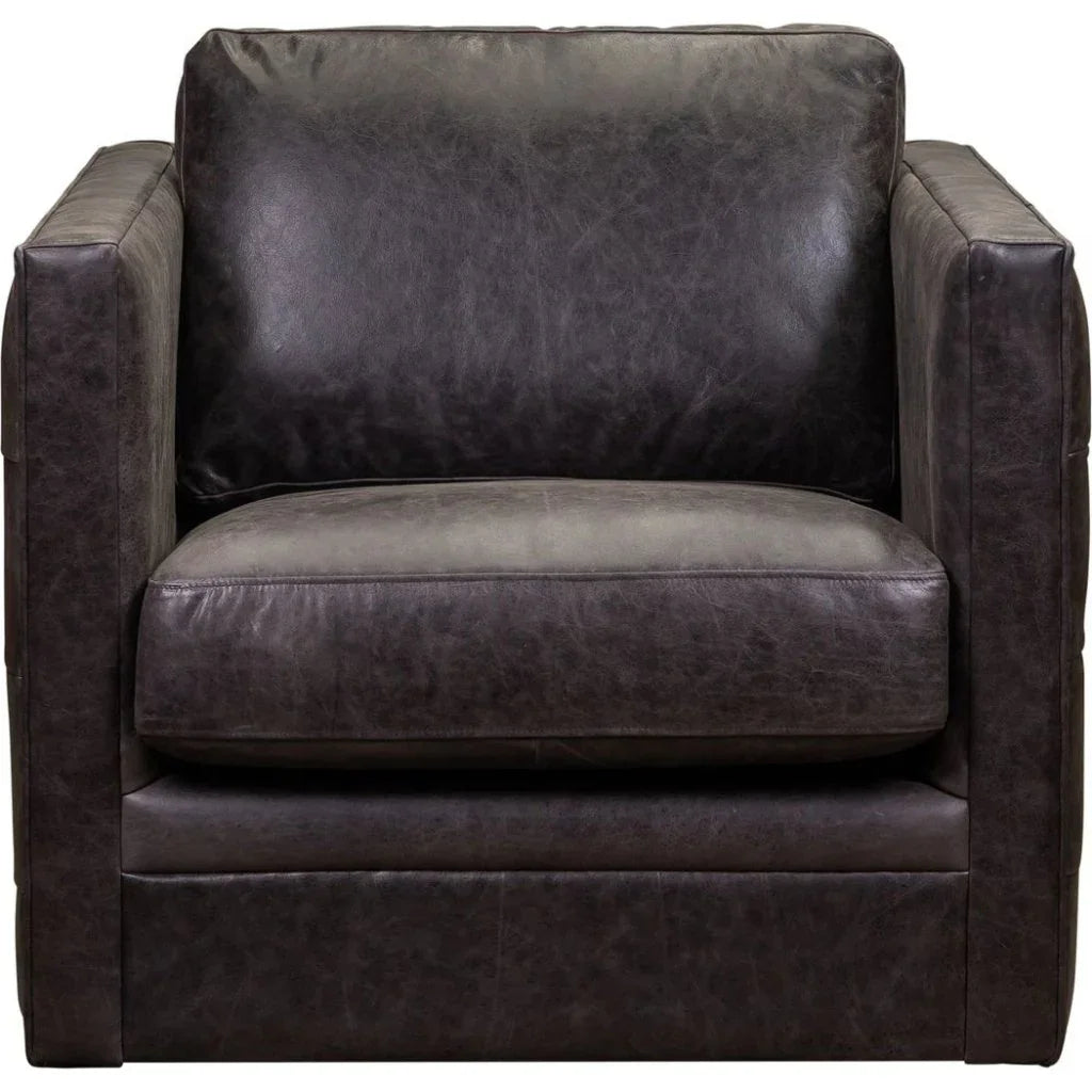 Georgia Leather Swivel Chair - LOOMLAN - Olivia + Quinn - Club Chairs