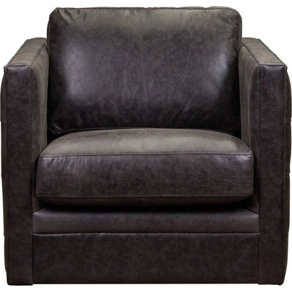 Georgia Leather Swivel Chair - LOOMLAN - Olivia + Quinn - Club Chairs