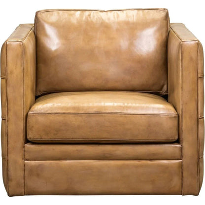 Georgia Leather Swivel Chair - LOOMLAN - Olivia + Quinn - Club Chairs