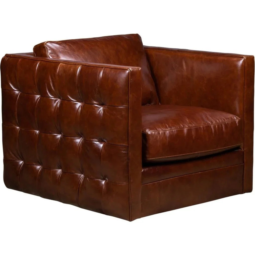 Georgia Leather Swivel Chair - LOOMLAN - Olivia + Quinn - Club Chairs