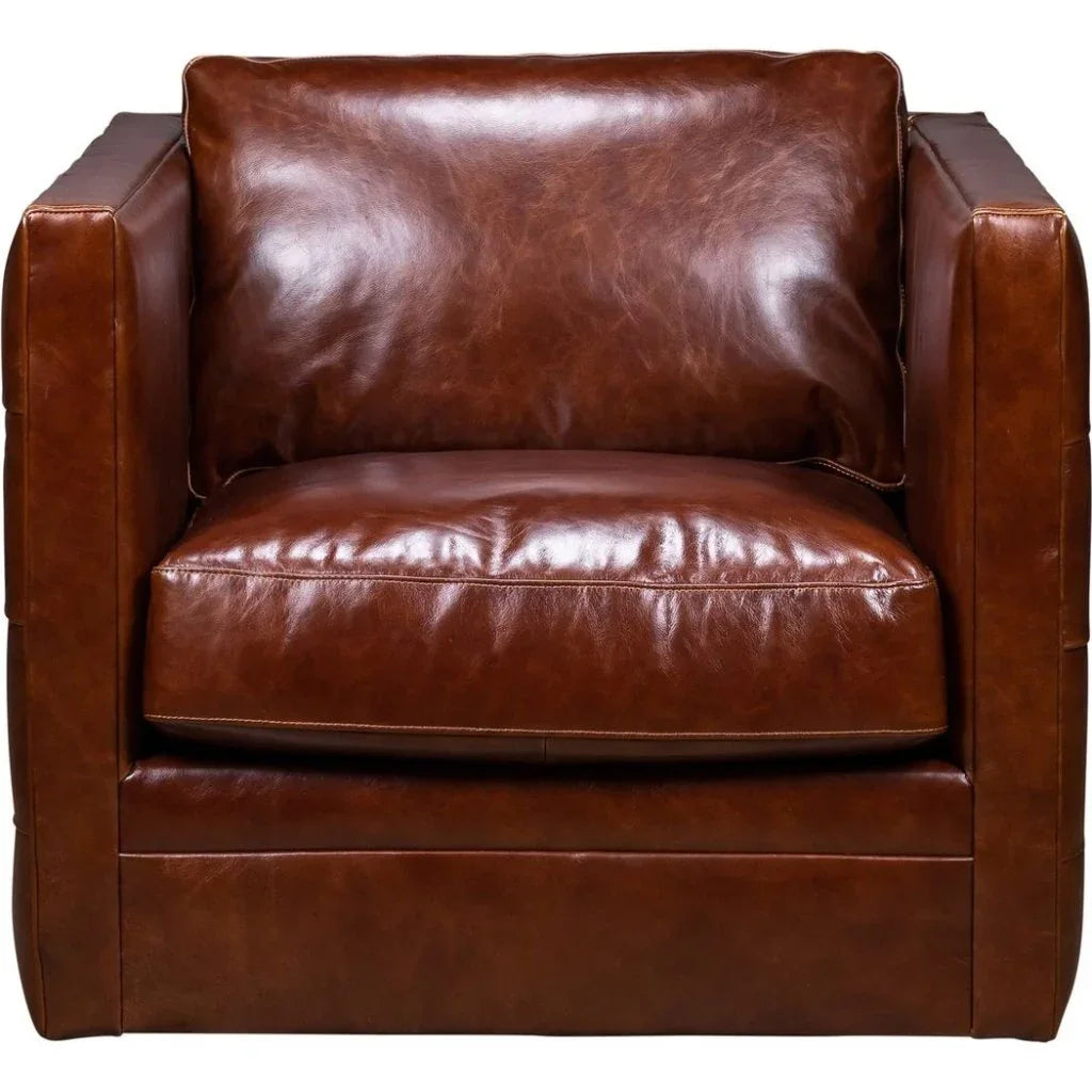 Georgia Leather Swivel Chair - LOOMLAN - Olivia + Quinn - Club Chairs