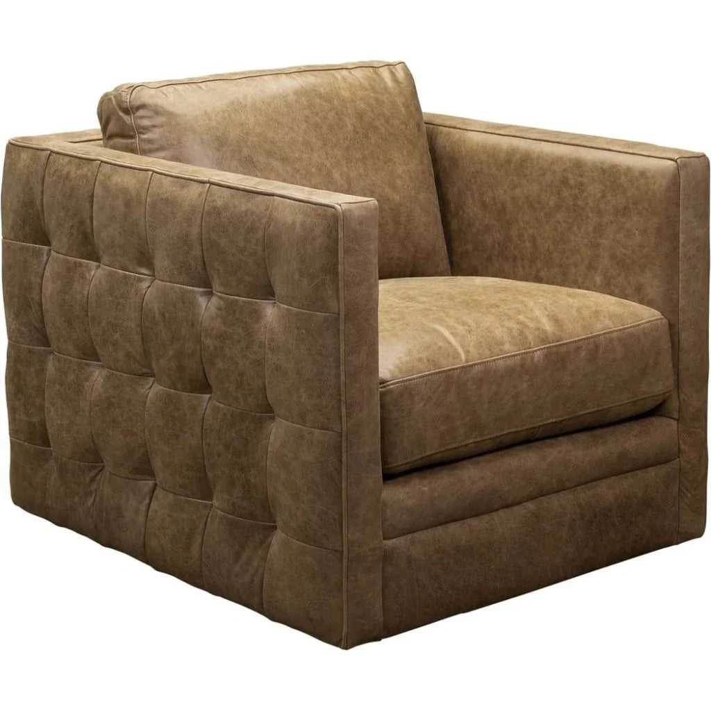 Georgia Leather Swivel Chair - LOOMLAN - Olivia + Quinn - Club Chairs