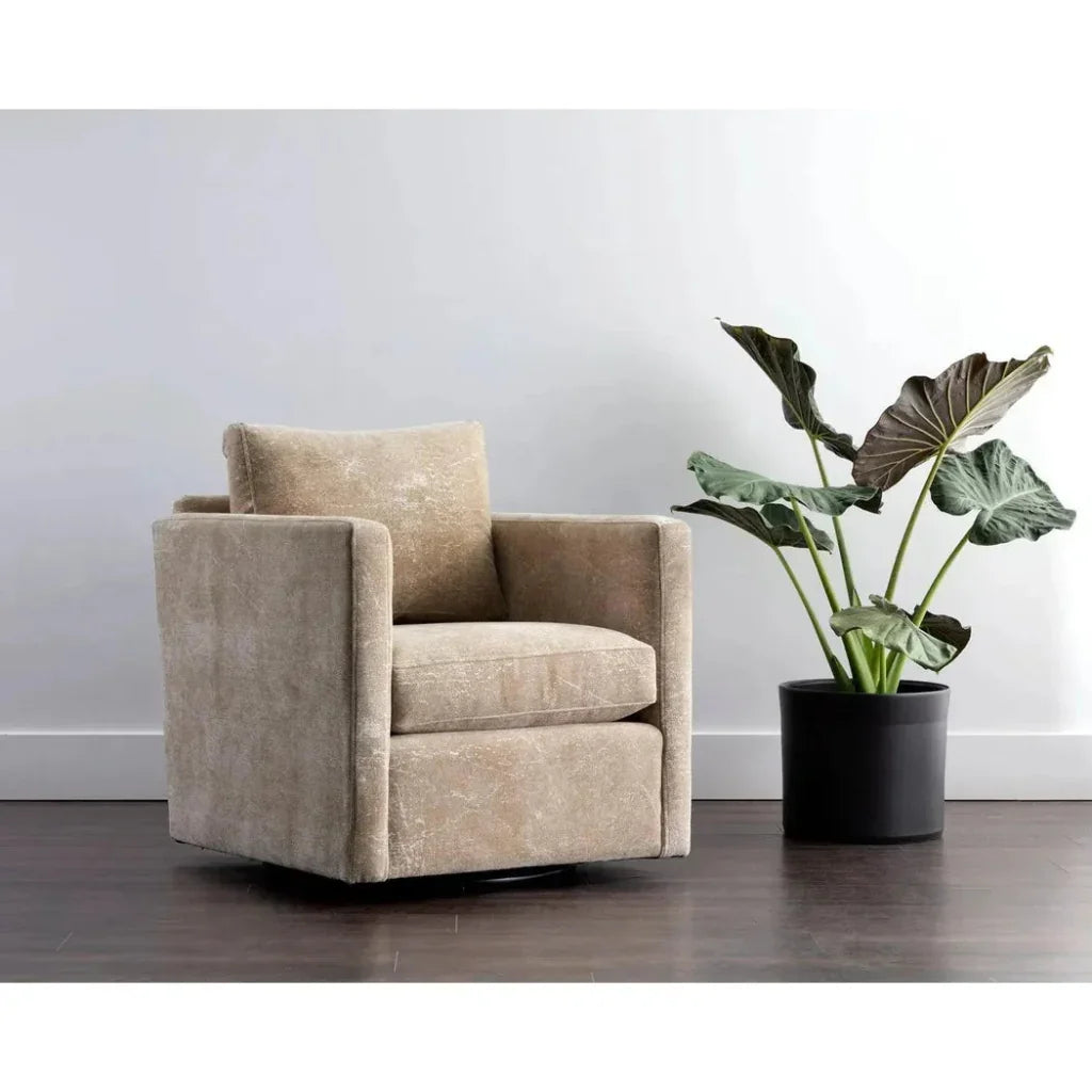 Georgie Fabric Swivel Lounge Chair - LOOMLAN - SUNPAN - Club Chairs