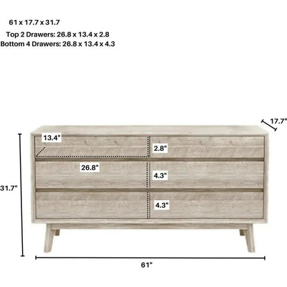 Gia 6 Drawer Dresser - LOOMLAN - LH Imports - Dressers