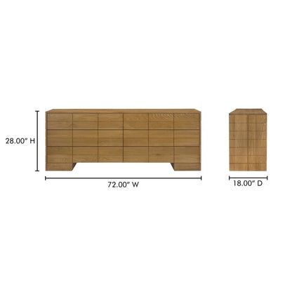 Gia Brown Push - To - Open Drawer Dresser - LOOMLAN - Moe's Home - Dressers