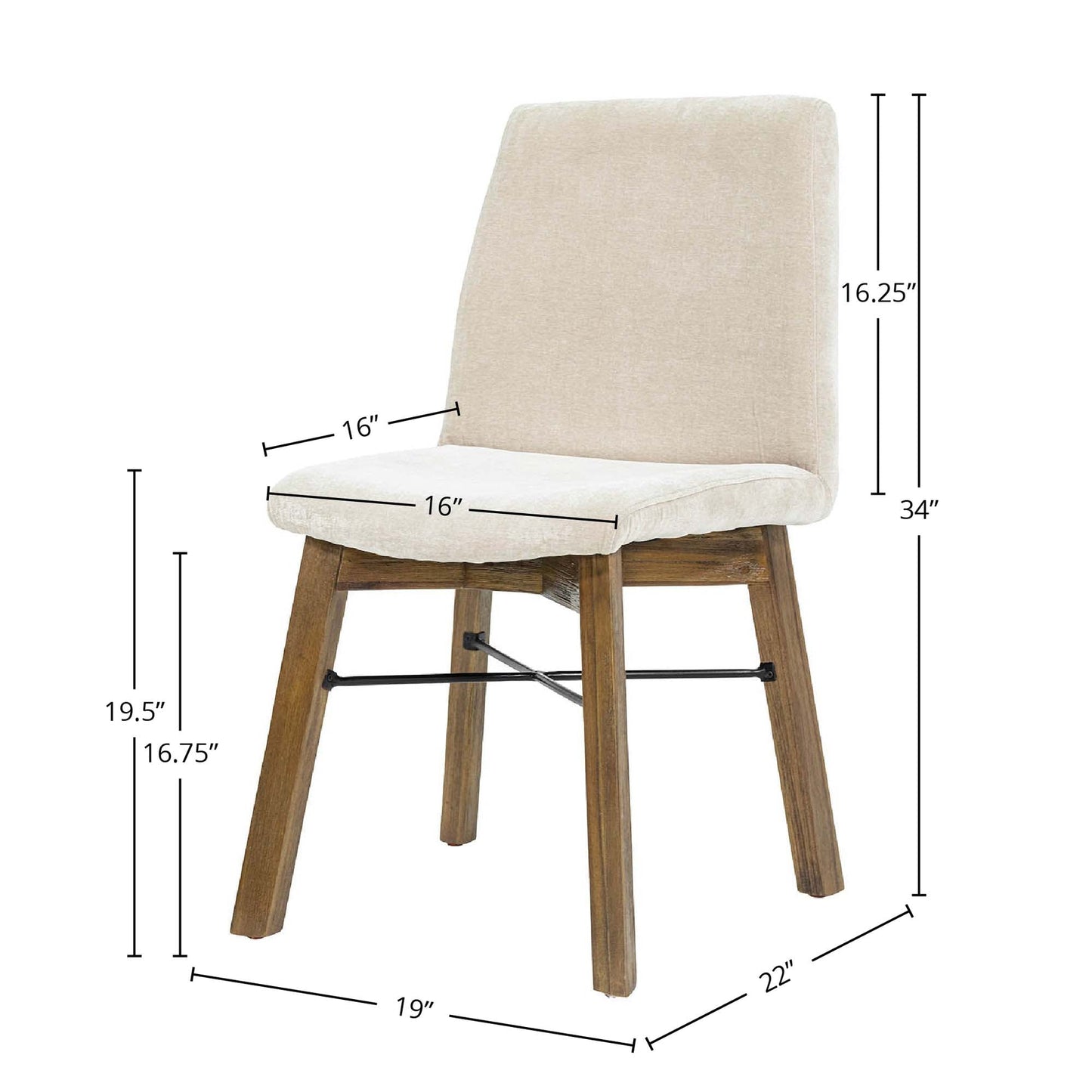 Gia Fabric Armless Dining Chair (Set of 2)