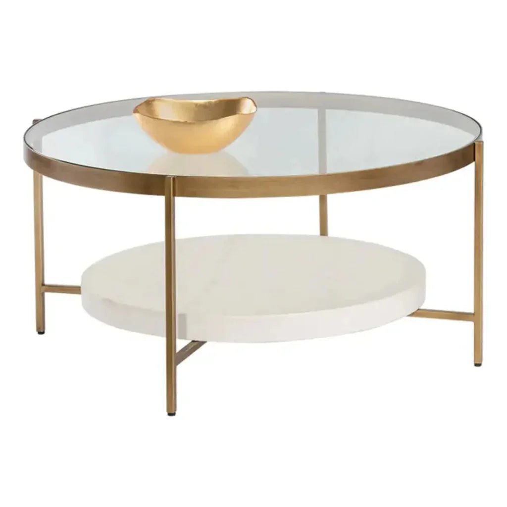 Gia Glass Topped Round Coffee Table - LOOMLAN - SUNPAN - Coffee Tables