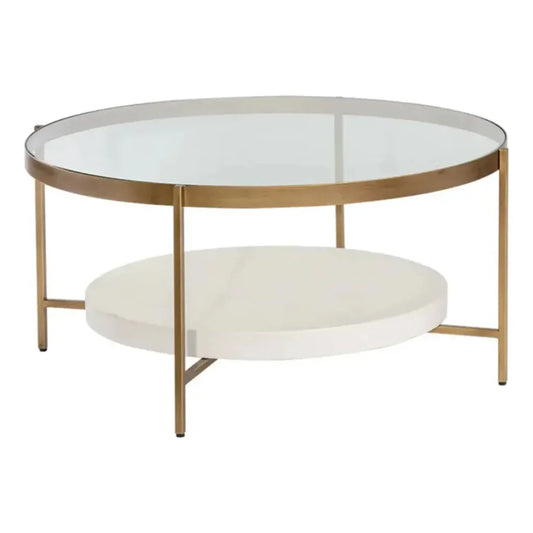 Gia Glass Topped Round Coffee Table - LOOMLAN - SUNPAN - Coffee Tables