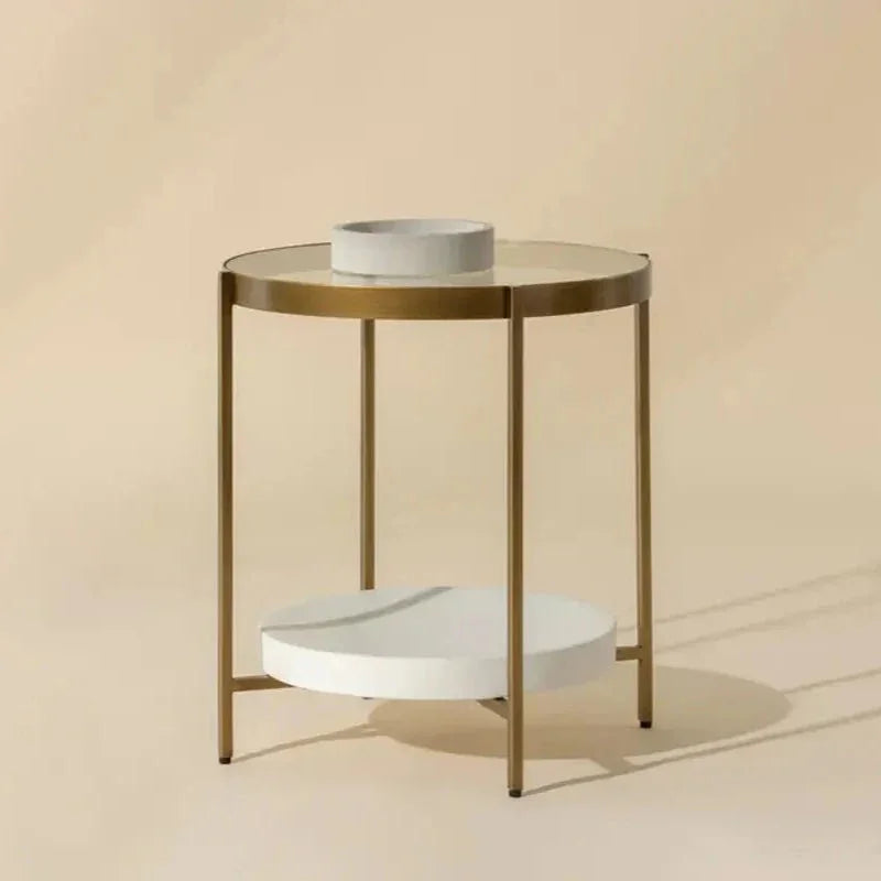 Gia Glass Topped Round Side Table - LOOMLAN - SUNPAN - Side Tables