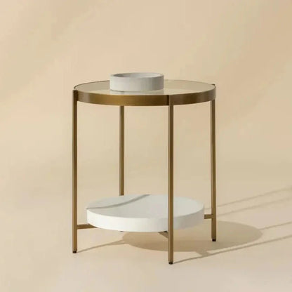 Gia Glass Topped Round Side Table - LOOMLAN - SUNPAN - Side Tables