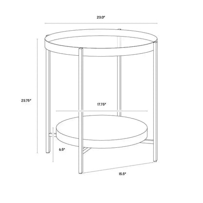 Gia Glass Topped Round Side Table - LOOMLAN - SUNPAN - Side Tables