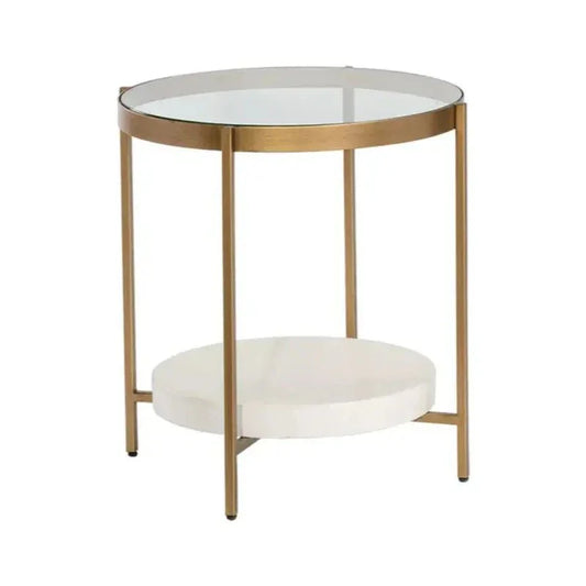 Gia Glass Topped Round Side Table - LOOMLAN - SUNPAN - Side Tables