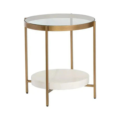 Gia Glass Topped Round Side Table - LOOMLAN - SUNPAN - Side Tables