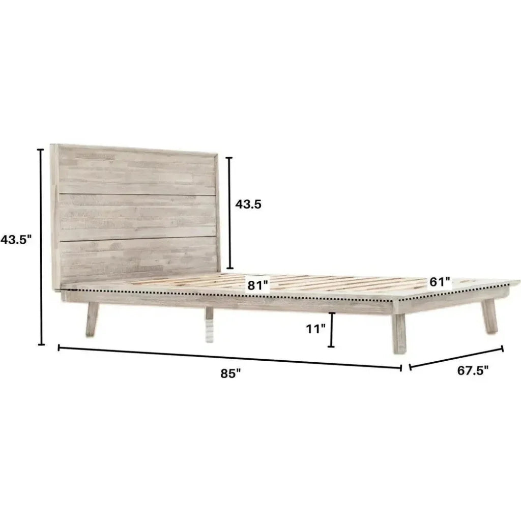 Gia Natural Wood Platform Bed Frame - LOOMLAN - LH Imports - Beds