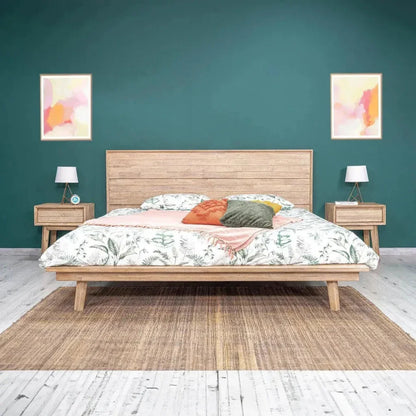 Gia Natural Wood Platform Bed Frame - LOOMLAN - LH Imports - Beds