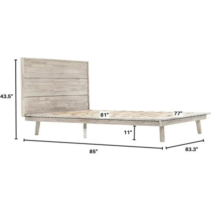 Gia Natural Wood Platform Bed Frame - LOOMLAN - LH Imports - Beds