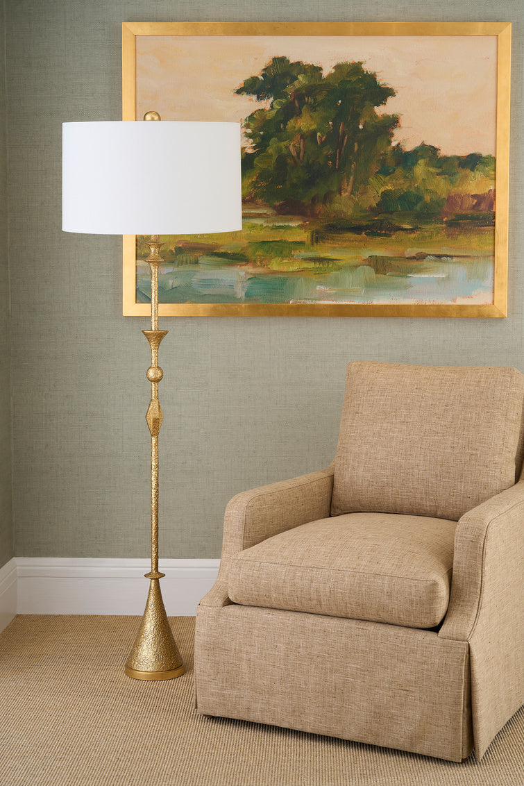 Gia Resin Gold Floor Lamp-Floor Lamps-Chelsea House-LOOMLAN