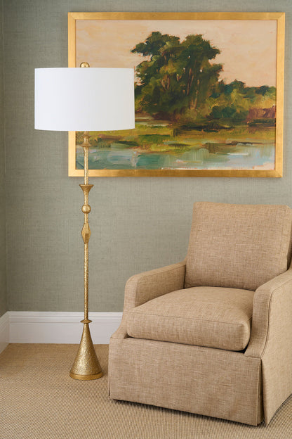 Gia Resin Gold Floor Lamp-Floor Lamps-Chelsea House-LOOMLAN