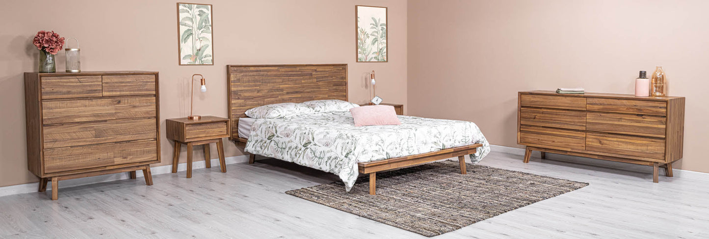 Gia Solid Wooden Brown Bed