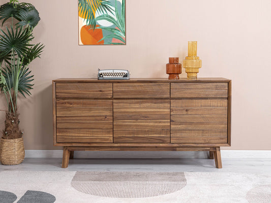 Gia Three Drawers Wood Sideboard