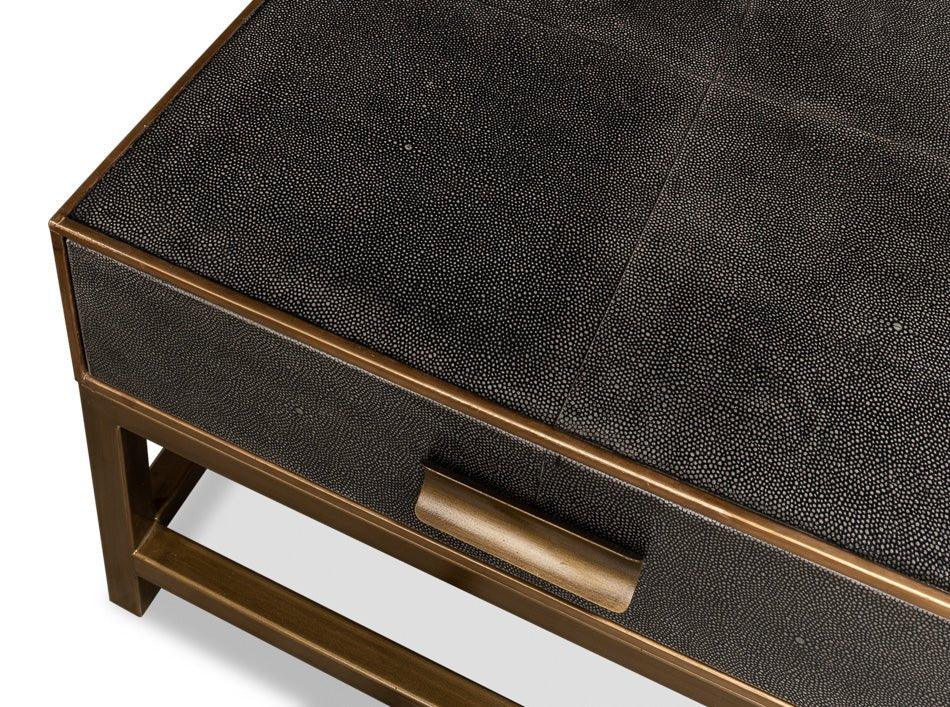 Gideon Shagreen Leathe Square Coffee Table - LOOMLAN - Sarreid - Coffee Tables