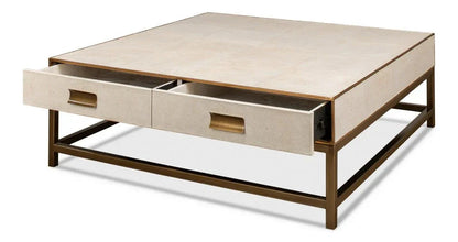 Gideon Shagreen Leathe Square Coffee Table - LOOMLAN - Sarreid - Coffee Tables