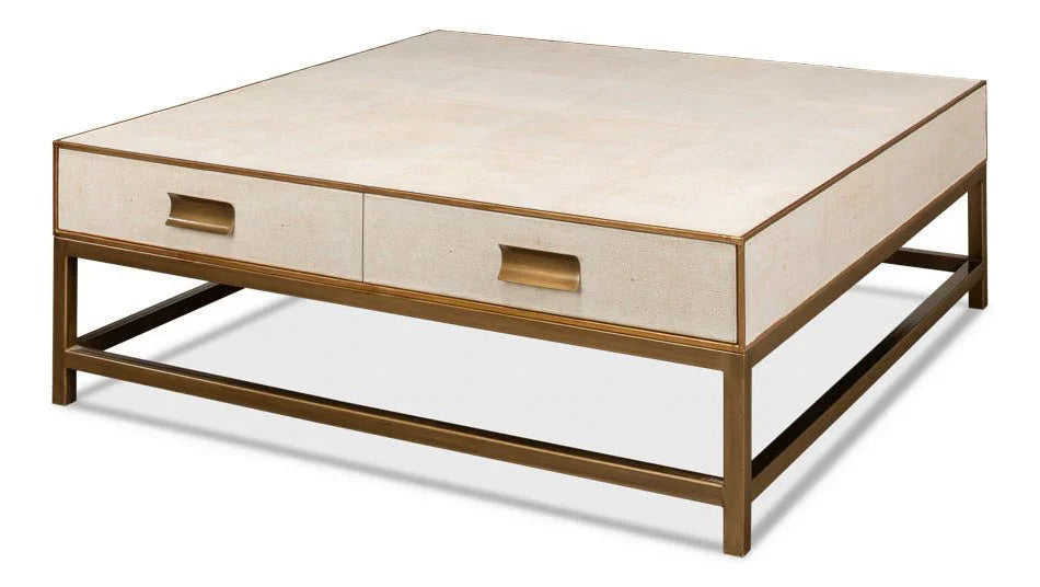 Gideon Shagreen Leathe Square Coffee Table - LOOMLAN - Sarreid - Coffee Tables