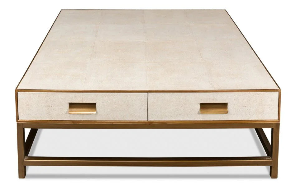 Gideon Shagreen Leathe Square Coffee Table - LOOMLAN - Sarreid - Coffee Tables