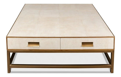 Gideon Shagreen Leathe Square Coffee Table - LOOMLAN - Sarreid - Coffee Tables