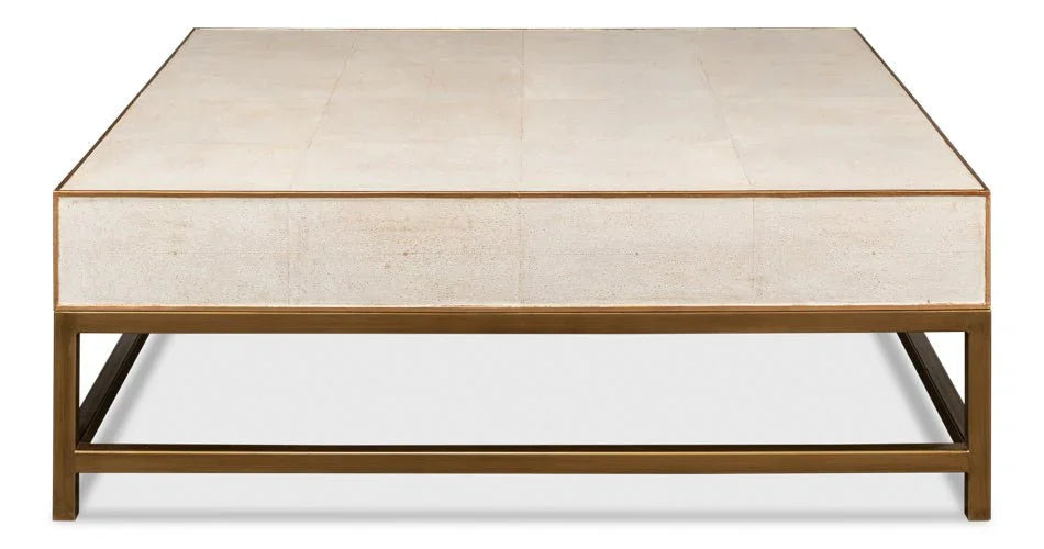 Gideon Shagreen Leathe Square Coffee Table - LOOMLAN - Sarreid - Coffee Tables