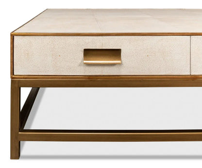 Gideon Shagreen Leathe Square Coffee Table - LOOMLAN - Sarreid - Coffee Tables