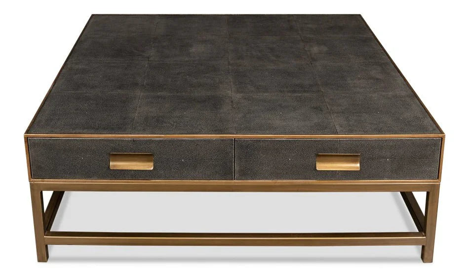 Gideon Shagreen Leathe Square Coffee Table - LOOMLAN - Sarreid - Coffee Tables