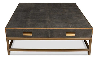 Gideon Shagreen Leathe Square Coffee Table - LOOMLAN - Sarreid - Coffee Tables