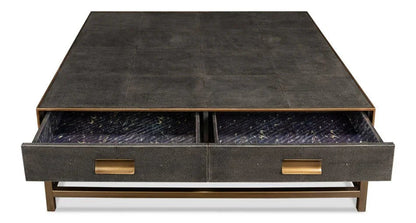 Gideon Shagreen Leathe Square Coffee Table - LOOMLAN - Sarreid - Coffee Tables