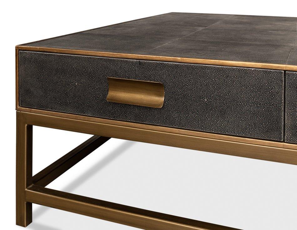 Gideon Shagreen Leathe Square Coffee Table - LOOMLAN - Sarreid - Coffee Tables
