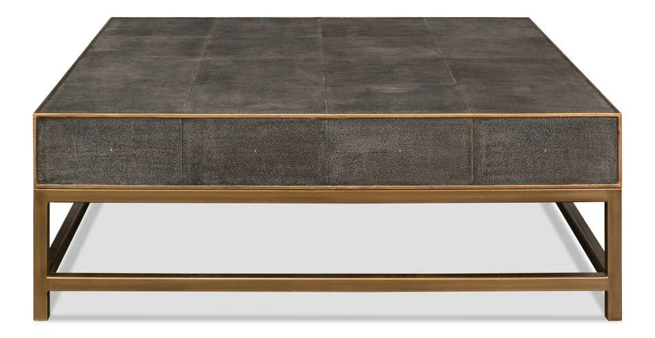 Gideon Shagreen Leathe Square Coffee Table - LOOMLAN - Sarreid - Coffee Tables