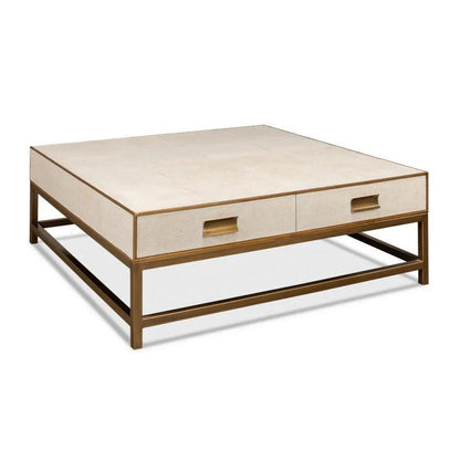 Gideon Shagreen Leathe Square Coffee Table - LOOMLAN - Sarreid - Coffee Tables