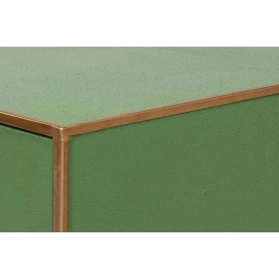 Gideon Shagreen Leather Green Square Coffee Table - LOOMLAN - Sarreid - Coffee Tables