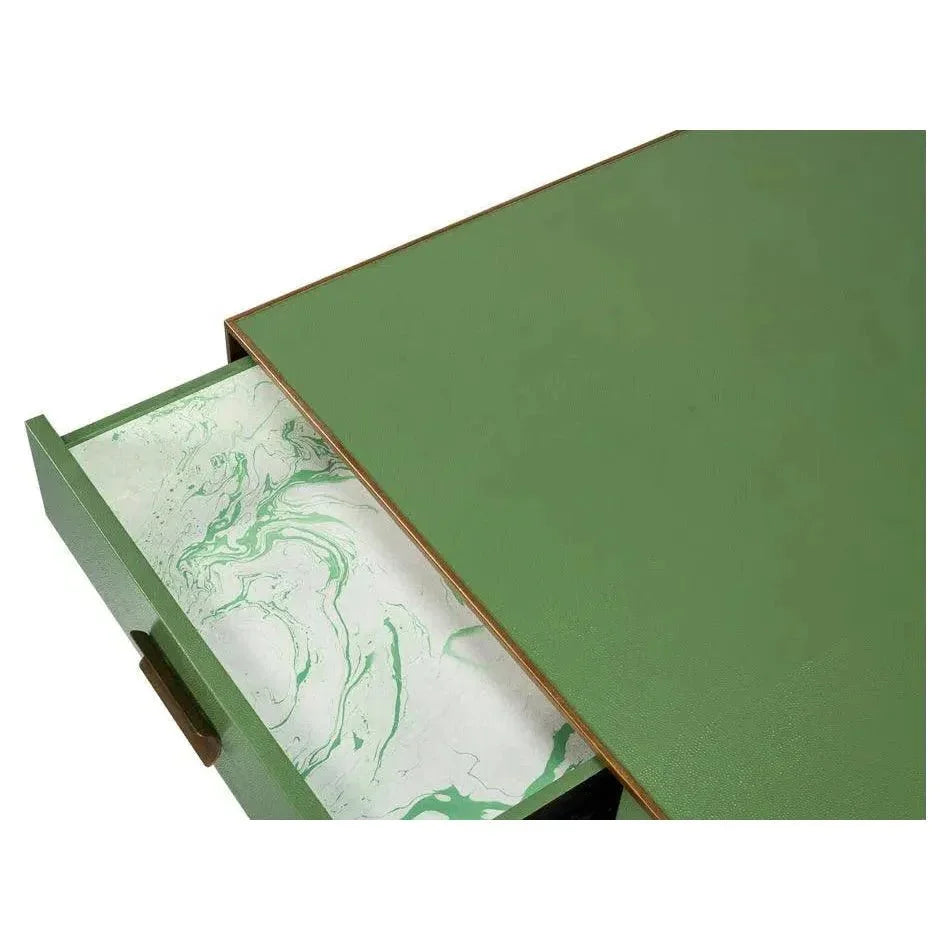 Gideon Shagreen Leather Green Square Coffee Table - LOOMLAN - Sarreid - Coffee Tables