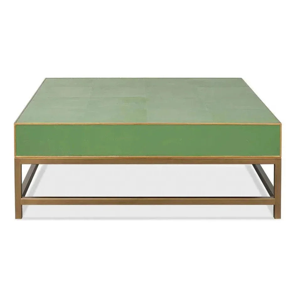 Gideon Shagreen Leather Green Square Coffee Table - LOOMLAN - Sarreid - Coffee Tables