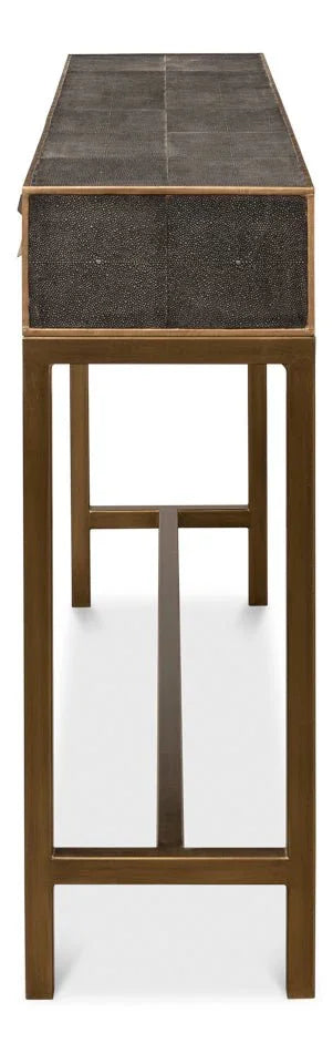 Gideon Shagreen Leather Rectangular Console Table - LOOMLAN - Sarreid - Console Tables
